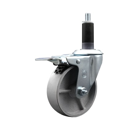 Service Caster 4'' Semi Steel Swivel 1-1/8'' Expanding Stem Caster Total Lock Brake SCC-EXTTL20S415-SSR-118